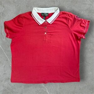 Lauren Ralph Lauren Polo Womens 2XL Red Active Shirt Short Sleeve Collared‎